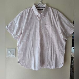 Hammer Made Men's White and Pink Patterned Short Sleeve Shirt Size XL